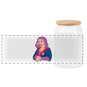 Mona Lisa Chicle - Panorama Keksdose mit Holzdeckel - Weiß - Vorne