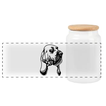 Bloodhound - race de chien - Boîte à biscuits avec couvercle en bois - blanc - Devant
