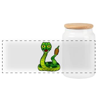 Rattlesnake en vert. idée cadeau - Boîte à biscuits avec couvercle en bois - blanc - Devant