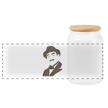 poirot agatha christie - Boîte à biscuits avec couvercle en bois - blanc - Devant