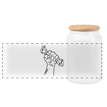 La main avec de l'argent - Boîte à biscuits avec couvercle en bois - blanc - Devant