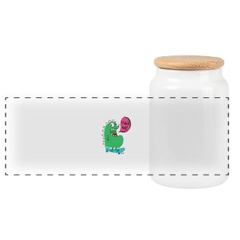 monstre de planche à roulettes - Boîte à biscuits avec couvercle en bois - blanc - Devant