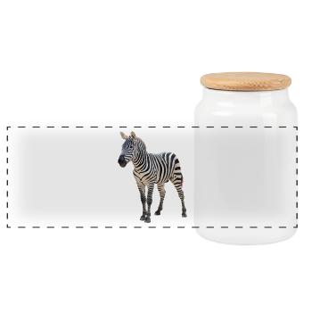 Zebra - Panorama Keksdose mit Holzdeckel - Weiß - Vorne