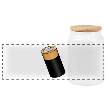Batterie. Geschenkidee - Panorama Keksdose mit Holzdeckel - Weiß - Vorne