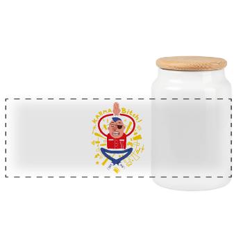 Meditating punk - Panoramic Cookie Jar with Wooden Lid - white - Front