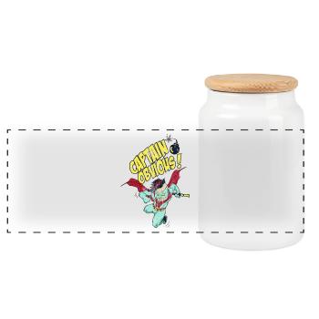 CAPTIAN OBVIOUS - Superhelden Punk Comic Geschenk - Panorama Keksdose mit Holzdeckel - Weiß - Vorne