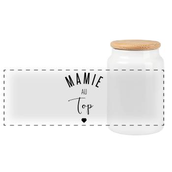 MAMIE AU TOP - Boîte à biscuits avec couvercle en bois - blanc - Devant