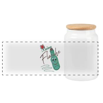Flasche - Panorama Keksdose mit Holzdeckel - Weiß - Vorne