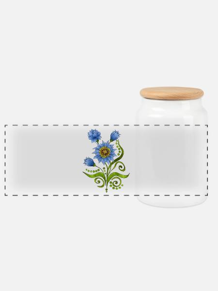 Blumen - Panorama Keksdose mit Holzdeckel - Weiß