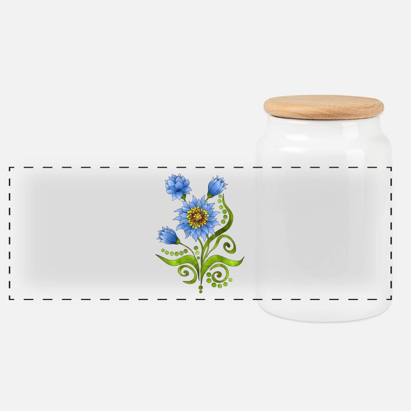 Blumen - Panorama Keksdose mit Holzdeckel - Weiß