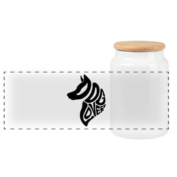 doglover - Panoramic Cookie Jar with Wooden Lid - white - Front