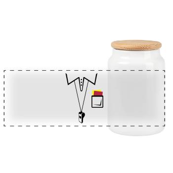Soccer referee jersey - Panoramic Cookie Jar with Wooden Lid - white - Front