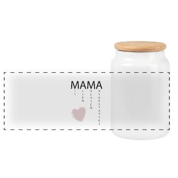 Mama - Panorama Keksdose mit Holzdeckel - Weiß - Vorne
