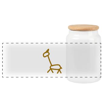 giraffe - Panoramic Cookie Jar with Wooden Lid - white - Front