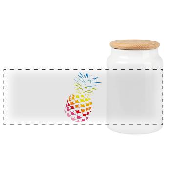 Ananas Regenbogen Farben - Panorama Keksdose mit Holzdeckel - Weiß - Vorne
