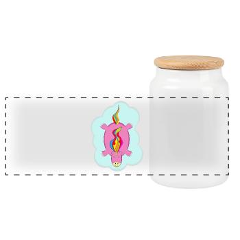 licorne - Boîte à biscuits avec couvercle en bois - blanc - Devant