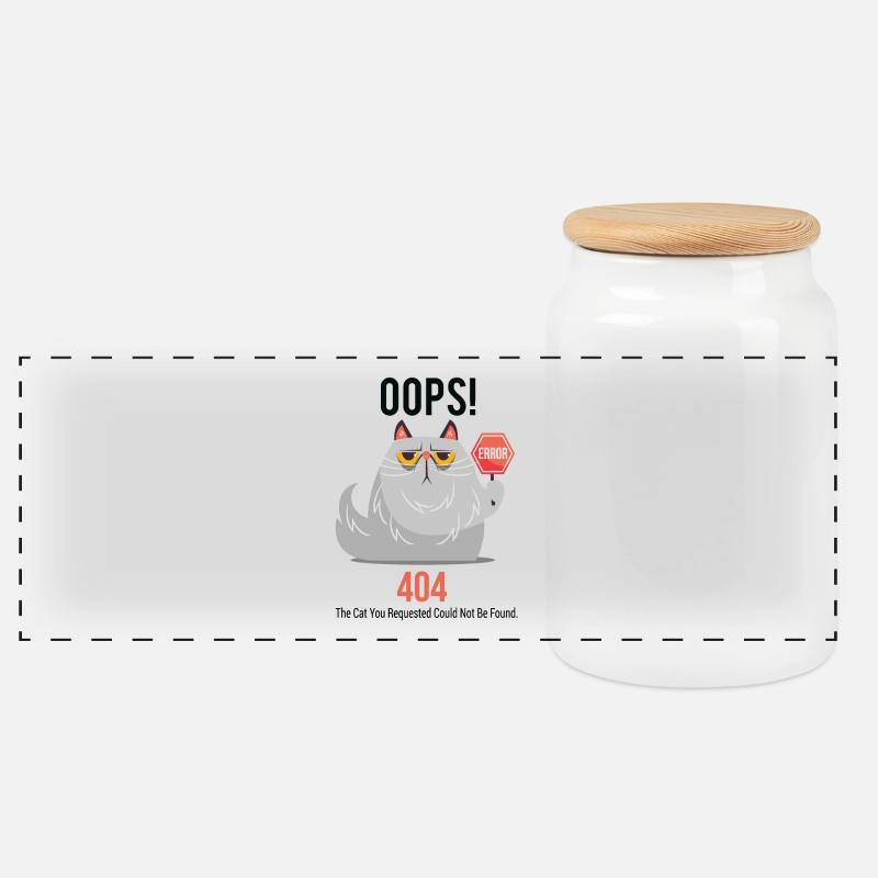 Grumpy Cat 404 - Panorama Keksdose mit Holzdeckel - Weiß