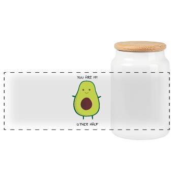 Partner Shirt Avocado Teil 1 - Panorama Keksdose mit Holzdeckel - Weiß - Vorne