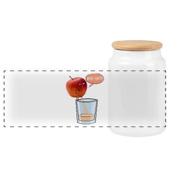 Apple pisses apple juice - buck on juice? - Panoramic Cookie Jar with Wooden Lid - white - Front