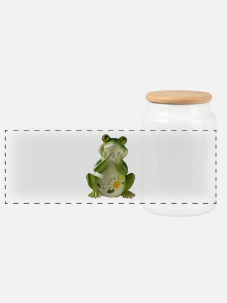 verrückter Frosch - Panorama Keksdose mit Holzdeckel - Weiß