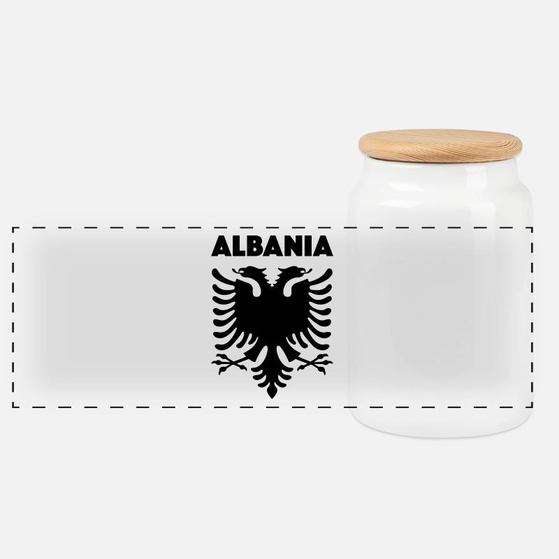 Albania schwarz - Panorama Keksdose mit Holzdeckel - Weiß