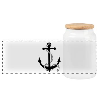 ancre port matelot marin bateau voile - Boîte à biscuits avec couvercle en bois - blanc - Devant