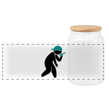 Hiphop Rapper (2c)++2013 - Panoramic Cookie Jar with Wooden Lid - white - Front