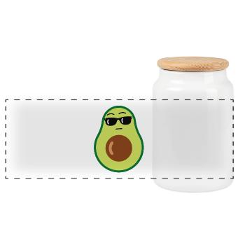 Avocat - Boîte à biscuits avec couvercle en bois - blanc - Devant