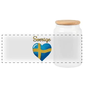 Sveriges flagga, le drapeau de la Suède en forme de - Boîte à biscuits avec couvercle en bois - blanc - Devant