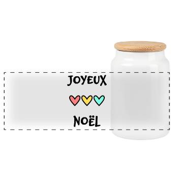 NOËL. JOYEUX NOËL. MERRY CHRISTMAS. NOUVEL AN - Boîte à biscuits avec couvercle en bois - blanc - Devant