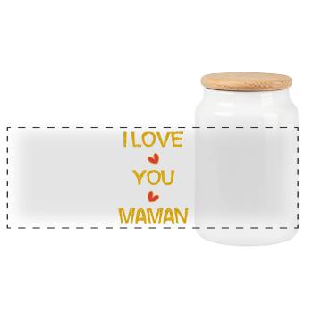 I LOVE. I LOVE YOU. MAMAN. FÊTE DES MÈRES. COEUR - Boîte à biscuits avec couvercle en bois - blanc - Devant