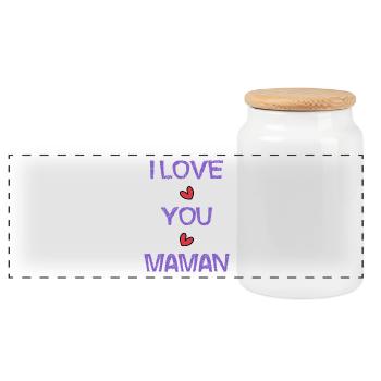 I LOVE. I LOVE YOU. MAMAN. FÊTE DES MÈRES. FÊTE - Boîte à biscuits avec couvercle en bois - blanc - Devant