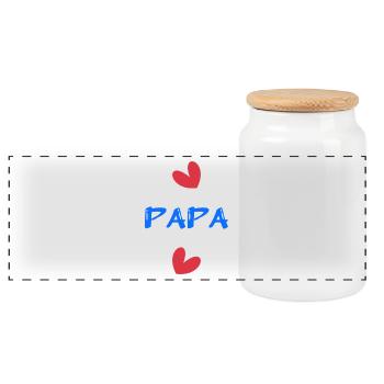 FATHER's DAY. HAPPY BIRTHDAY DAD. DAD. HAPPY BIRTHDAY - Panoramic Cookie Jar with Wooden Lid - white - Front