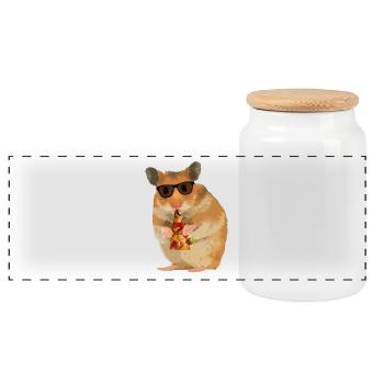 Hamster Pizza Lunettes de soleil - Boîte à biscuits avec couvercle en bois - blanc - Devant