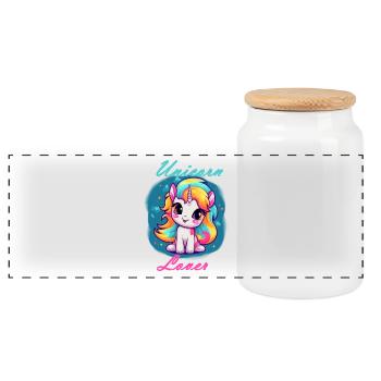 Amoureux de la licorne - Boîte à biscuits avec couvercle en bois - blanc - Devant