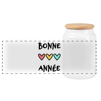 NOËL. JOYEUX NOËL. MERRY CHRISTMAS. NOUVEL AN - Boîte à biscuits avec couvercle en bois - blanc - Devant