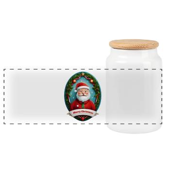 Père Noël - Boîte à biscuits avec couvercle en bois - blanc - Devant