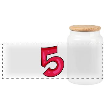 5 - Panoramic Cookie Jar with Wooden Lid - white - Front