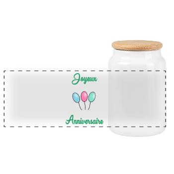 JOYEUX ANNIVERSAIRE - Boîte à biscuits avec couvercle en bois - blanc - Devant