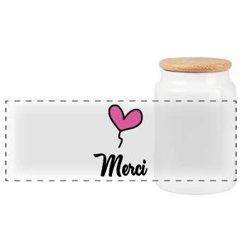 THANK YOU. MISTRESS. MASTER. THANK YOU MISTRESS - Panoramic Cookie Jar with Wooden Lid - white - Front