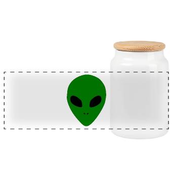 Aliens Alien Head - Panoramic Cookie Jar with Wooden Lid - white - Front