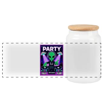 Parti extraterrestre 2040 - Boîte à biscuits avec couvercle en bois - blanc - Devant