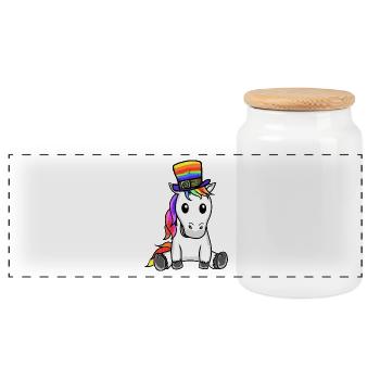 LGBT Regenbogen Einhorn Regenbogenfahne Gay Pride - Panorama Keksdose mit Holzdeckel - Weiß - Vorne