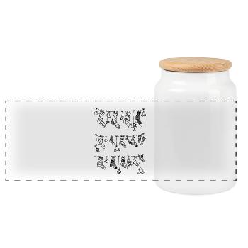 Winter Pattern Christmas Socks - Panoramic Cookie Jar with Wooden Lid - white - Front