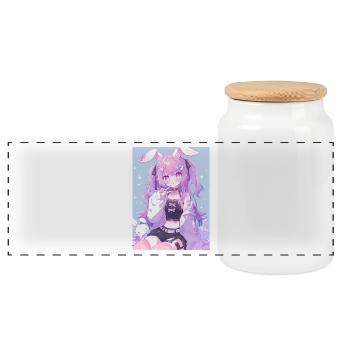 Hase Bunny Girl Anime Manga Geschenk - Panorama Keksdose mit Holzdeckel - Weiß - Vorne