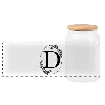 Buchstabe D - Panorama Keksdose mit Holzdeckel - Weiß - Vorne