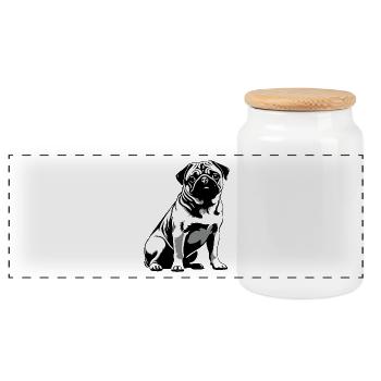 Vadrouille Carlin - Autocollant Chien de compagnie - Boîte à biscuits avec couvercle en bois - blanc - Devant