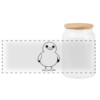 Mouette déconcertée - Conception d’animaux de dessin animé amusante - Boîte à biscuits avec couvercle en bois - blanc - Devant