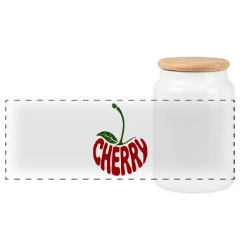 Cerise - Logo de fruit cool - Boîte à biscuits avec couvercle en bois - blanc - Devant