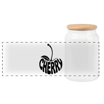 Cherry - Cool Fruit Logo - Panorama Keksdose mit Holzdeckel - Weiß - Vorne